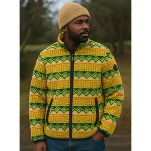 American Eagle Aztec Sherpa Jacket Mens Size M Fleece Pile Mesh Lined Gorpcore